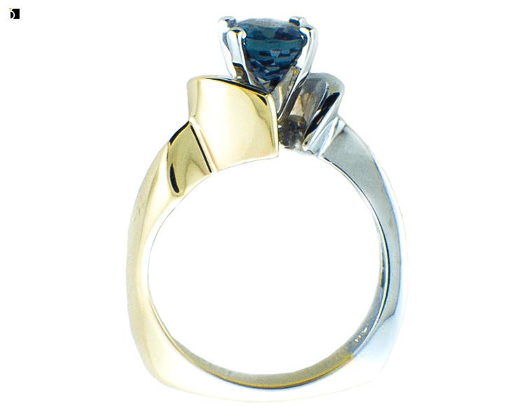 After #64 14k White Gold & Yellow Gold Ring with its Head Replaced and Sapphire Gemstone Reset Professionally
