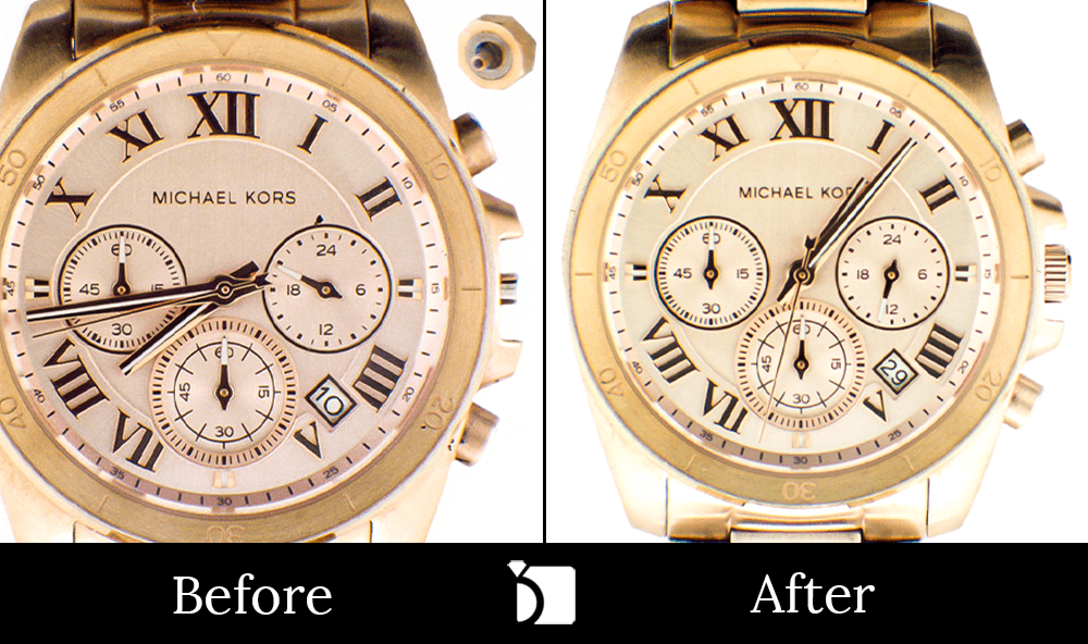 Before & After #67 Michaels Kors Timepiece Serviced and Restored by Certified Watchmakers