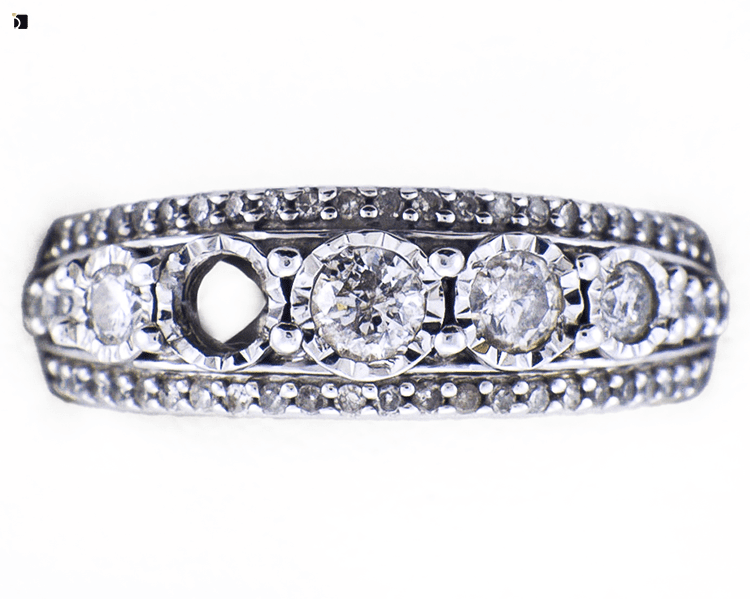 Before #75 10kw White Gold Diamond Band with 5 Missing Diamond Gemstones