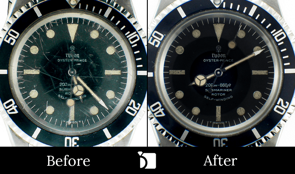 Before & After #78 1967 Tudor Submariner Timepiece Model Nuber 7928 Serial Number 597056 Restored by Premier Watch Repair Services