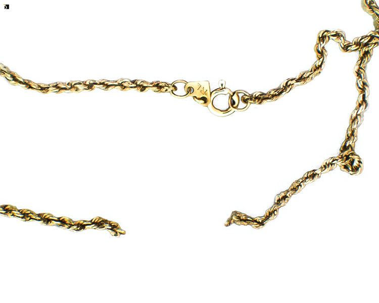 Before #80 Hollow Gold Chain Necklace Prior to Servicing by Master Jewelers