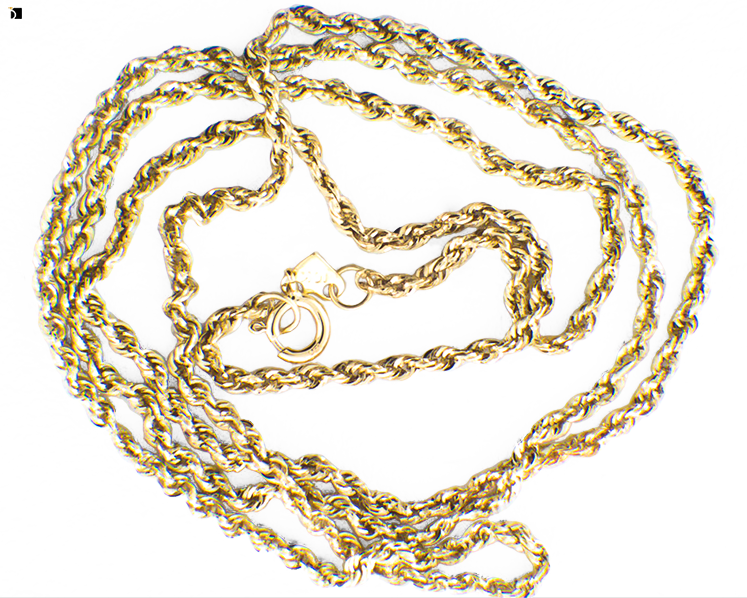 After #80 Hollow Gold Chain Necklace Restored by Premier Advanced Chain Repair Services