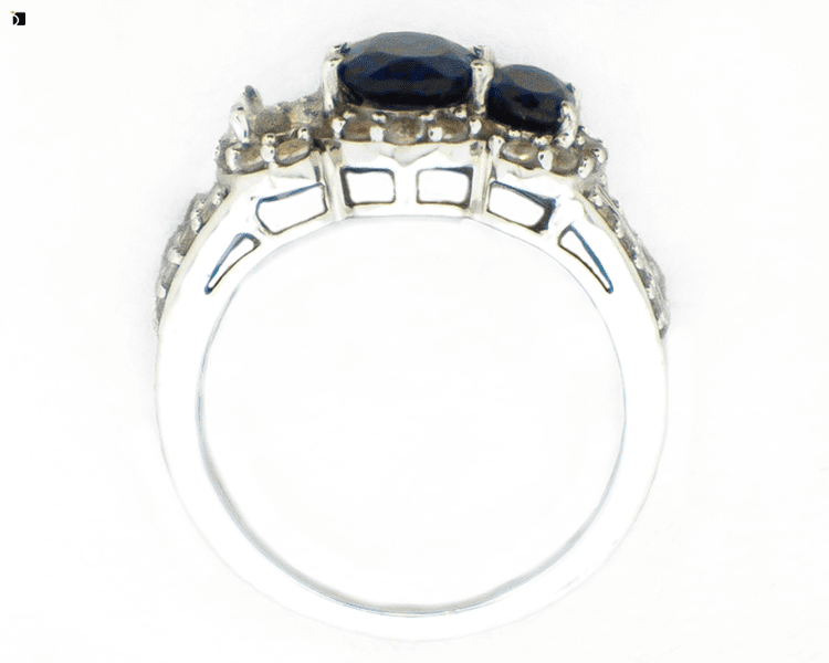 Before #83 Side View of Diamond and Sapphire Ring Prior to Master Jewelers Repair