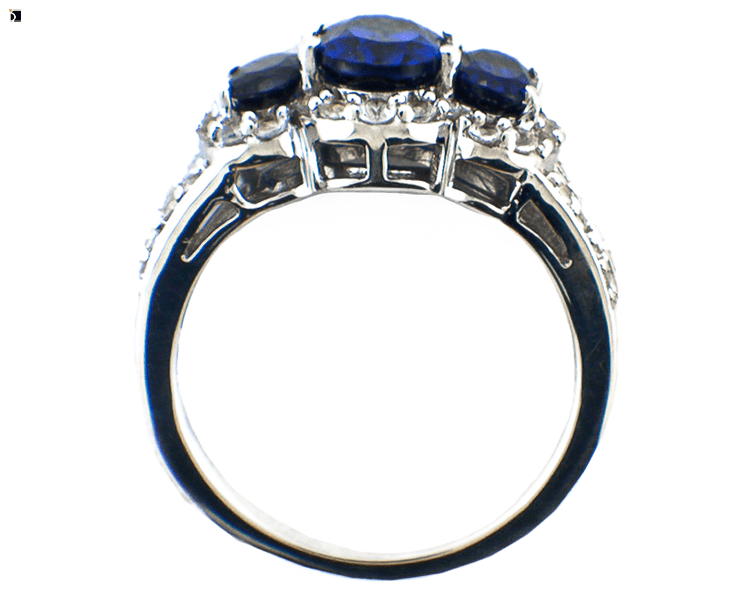 After #83 Side View of Sapphire and Diamond Ring Restored by Premier Ring Repair Services