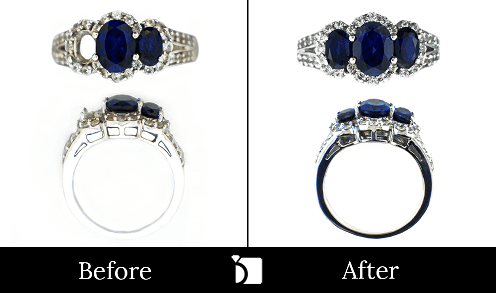 Before & After #83 Diamond and Sapphire Fine Jewelry Ring Restored by Master Jewelers
