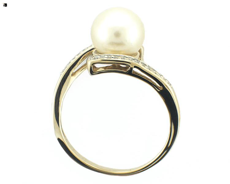After #84 Flat View of Pearl Ring with Diamonds being Restored with Pearl Replacement and Premier Ring Services