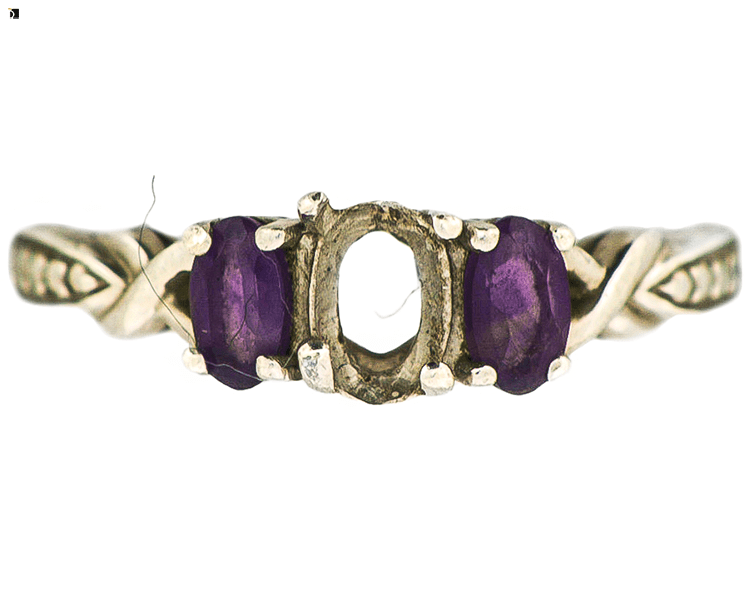 Before #90 Top of Purple Amethyst Gemstone Silver Ring Prior to Master Jeweler Services
