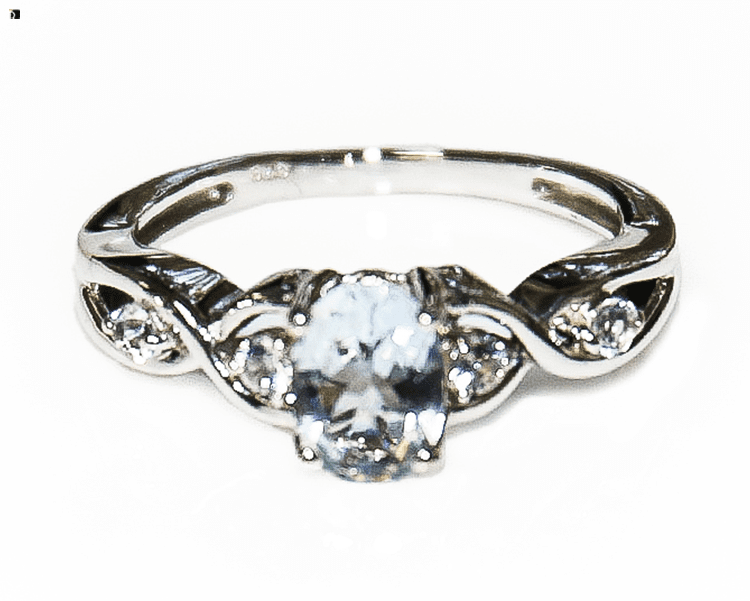After #106 Front View of Aquamarine Gemstone Silver Ring Restored by Premier Gemstone and Ring Repair Services
