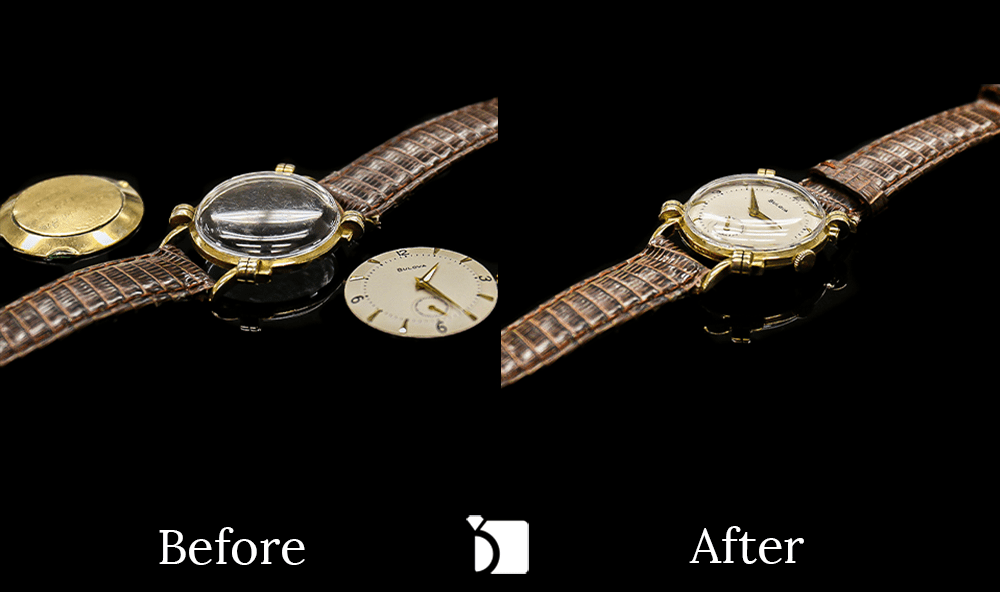 Before & After #108 1950's Vintage Bulova Timepiece Restored by Premier Watch Repair Services