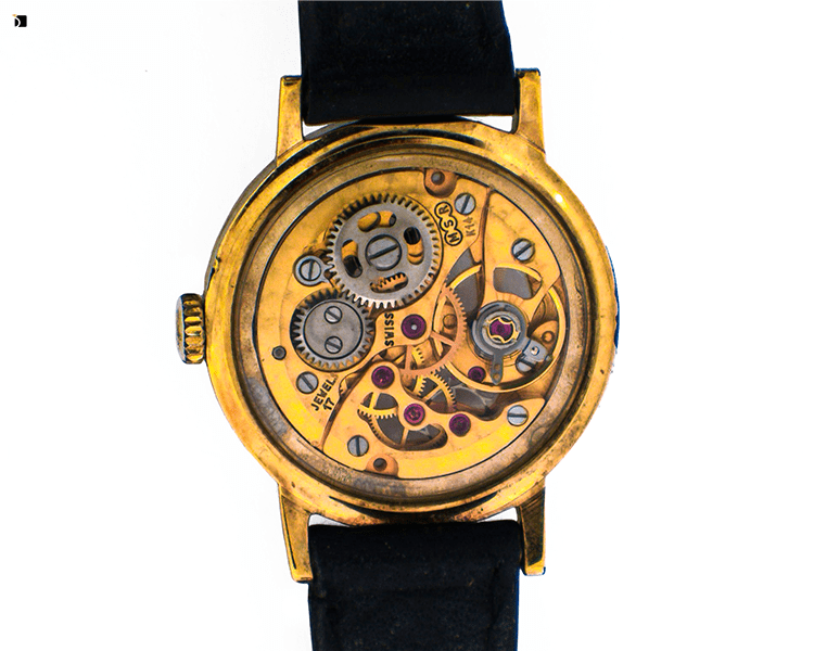 Before #135 Back of Vintage Vulcain Manual 17-Jewel Swiss Made Timepiece Prior to Restoration by Certified Watchmakers