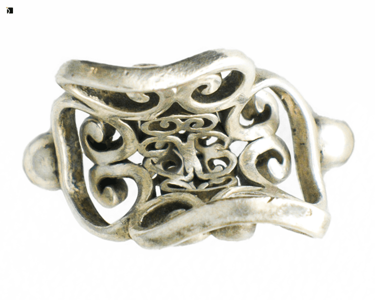 Before #48 Top Down View of Badly Misshapen Sterling Silver Ring Needing Premier Ring Restoration Services