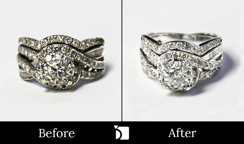 Before & After #93 White Gold Diamond Ring Double Gemstone Replacement