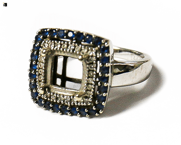 Before #96 14ky LeVian Ring with Missing Sapphire Center Stone Prior to experienced work of Master Jewelers