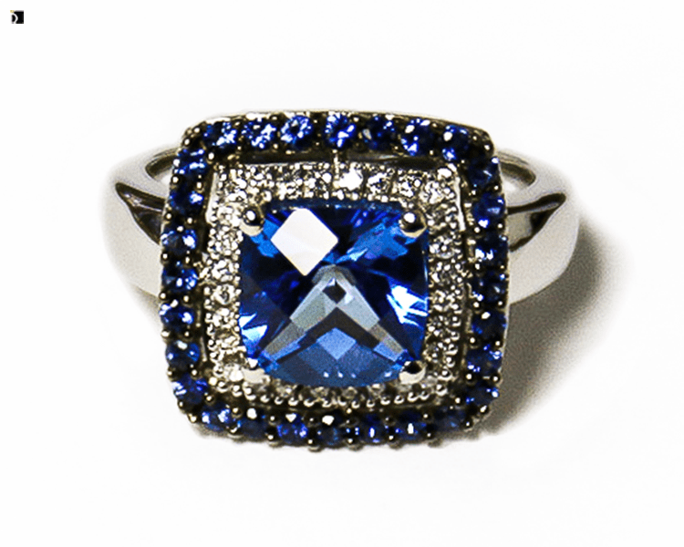 After #96 14ky LeVian Ring with Sapphire Center Stone Reset Back into its Secure Setting