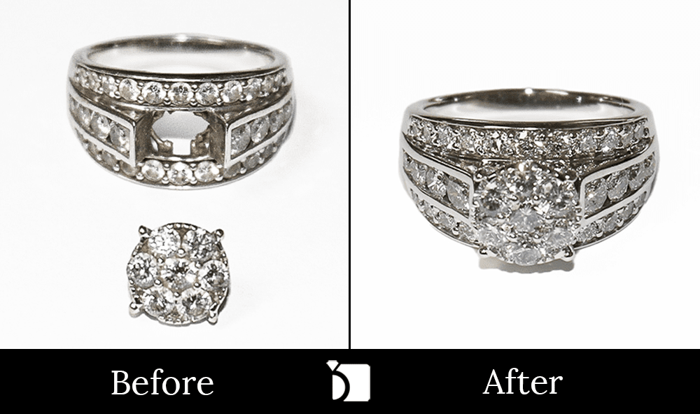 Before & After #97 14kw White Gold Diamond Ring with Broken off Head Restored by Master Jewelers