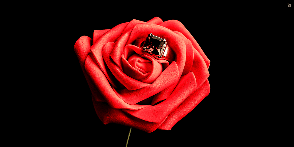 January Birthstone Restored Fine Jewelry Garnet Gemstone Gold Ring Displayed in Red Rose Flower