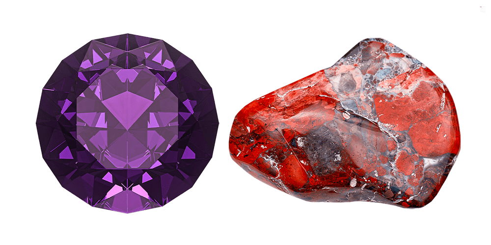 Combined Isolated Amethyst Jasper Loose Gemstones February Birthstone Feature