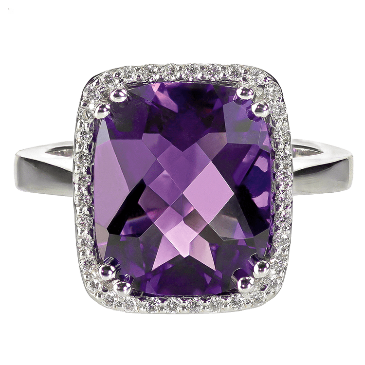 Fine Jewelry Amethyst Gemstone Ring Isolated