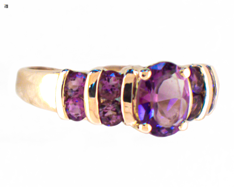 After #141 Left Side View of Restored 10kt Yellow Gold Purple Amethyst Ring