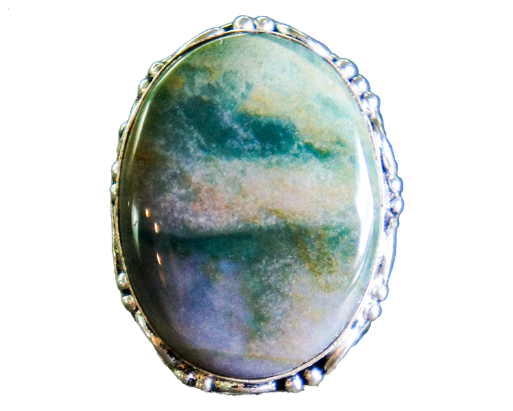 Restored Fine Jewelry Green Blue Jasper Gemstone Ring Isolated Feature Image