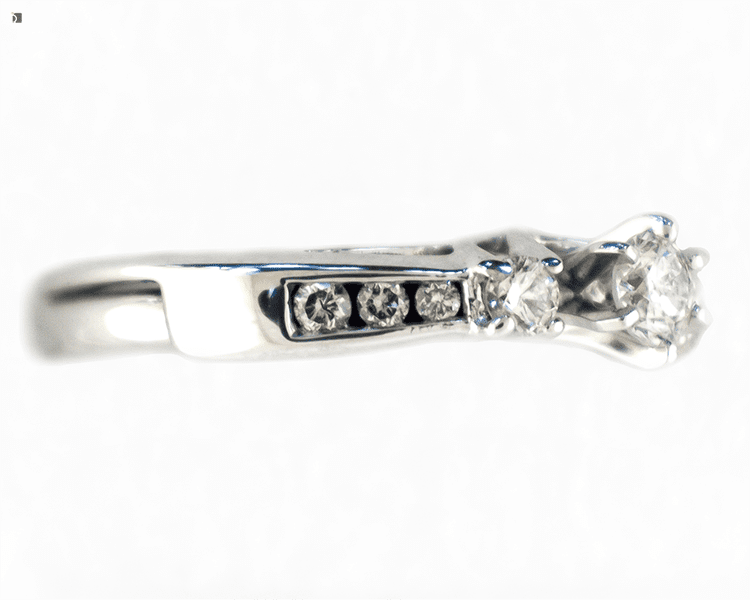 After #143 Left Side View of Restored White Gold Ring Set Restored by Master Jewelers