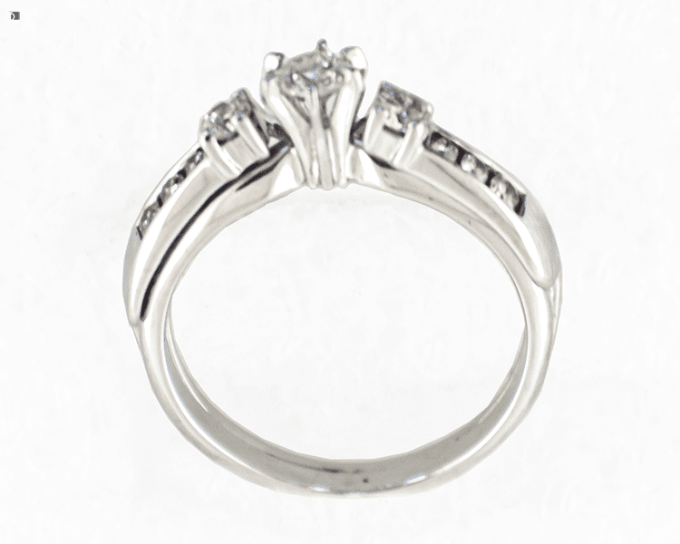 After #143 Angled View of Restored Wedding & Engagement Ring Set