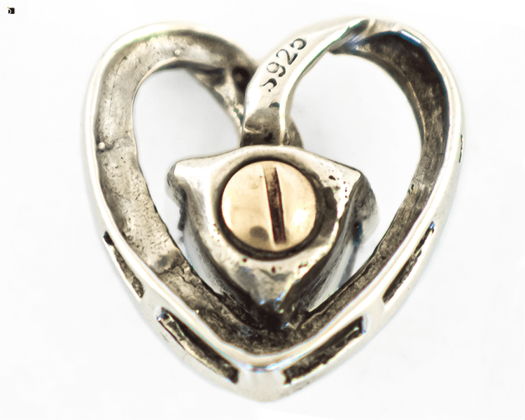 After #145 Back View of Restored Heart-Shaped Necklace Pendant With Compartment Containing Father's Ashes