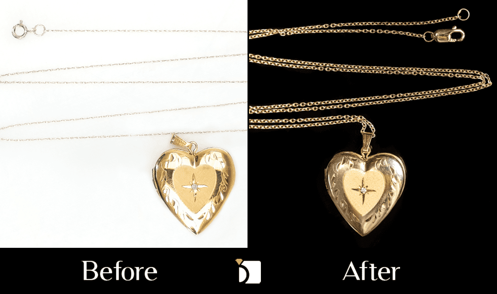 Before & After #147 10k Gold Necklace Chain with Heart Locket Pendant