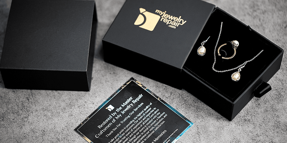 My Jewelry Repair Restored Jewelry with Box for Testimonials Card