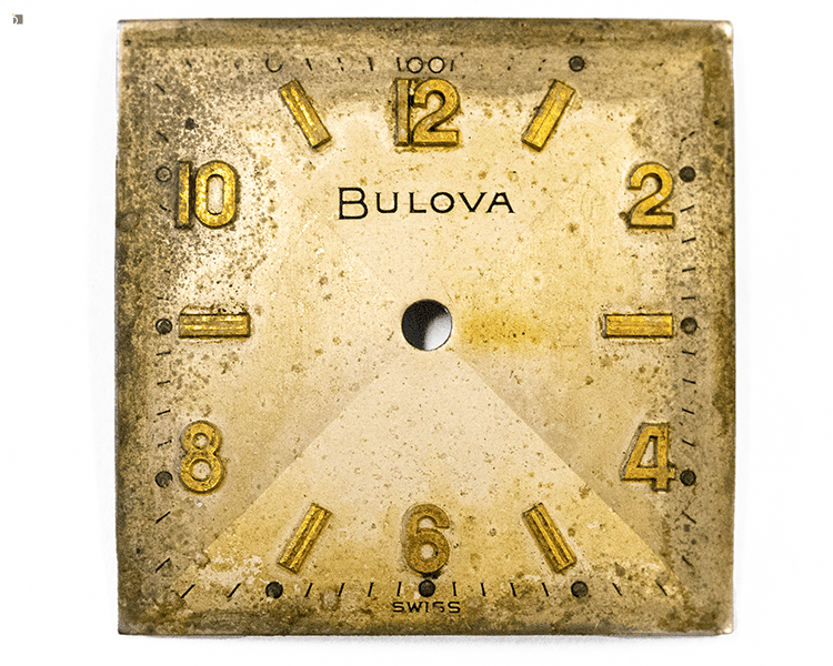 Before #150 Vintage Square Bulova Dial Prior to Watch Repair Service Center Services