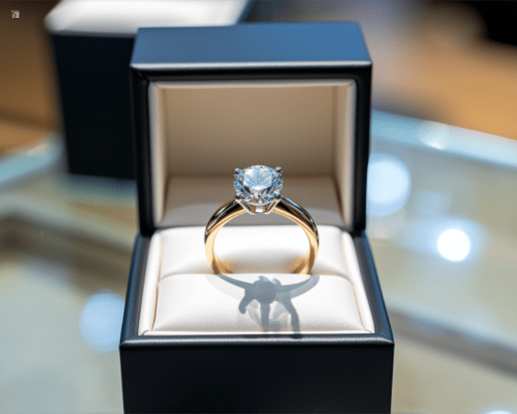 Diamond Gemstone Engagement Ring In Jewelry Store