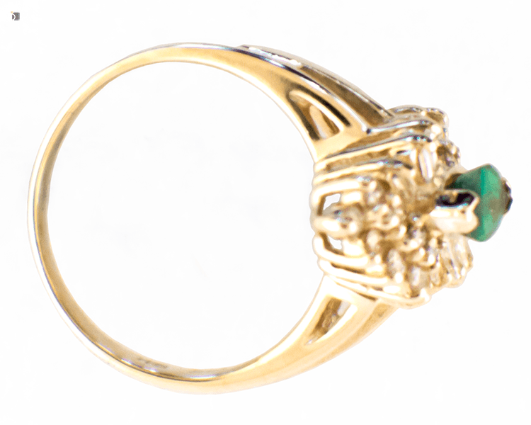 After #155 Top View of 14kt Gold Emerald Gemstone Ring Restored by Master Jewelers
