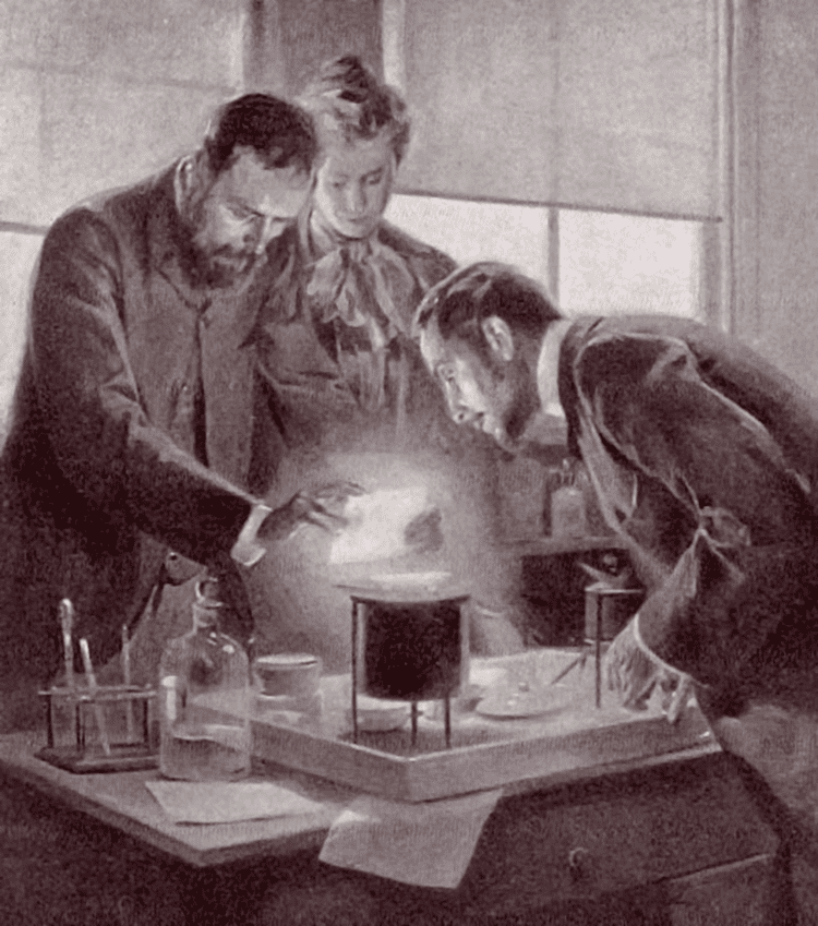 Photo of Curie and Radium by Castaigne