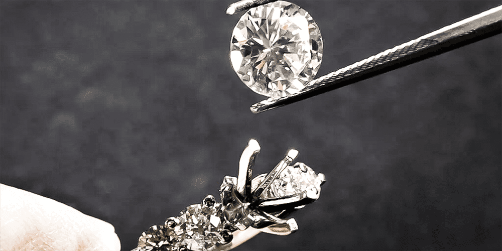 Close Up Master Jeweler Tweezing Tool Replacing Diamond Gemstone Ring Repair Restoration Services