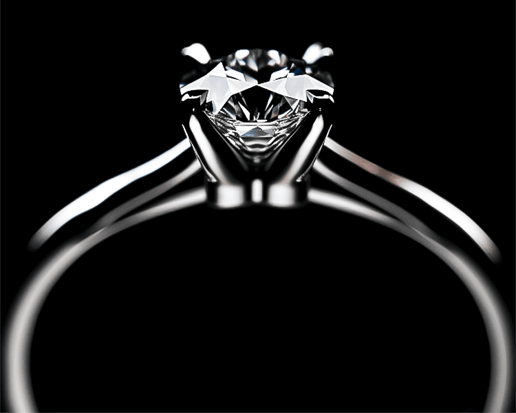 Close Up Classic 4-Prong Diamond Gemstone Ring Setting Design Feature