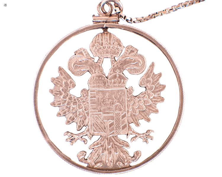 After #161 Flat View of Maria Theresa Thaler Coin Necklace After Premier Restoration Services