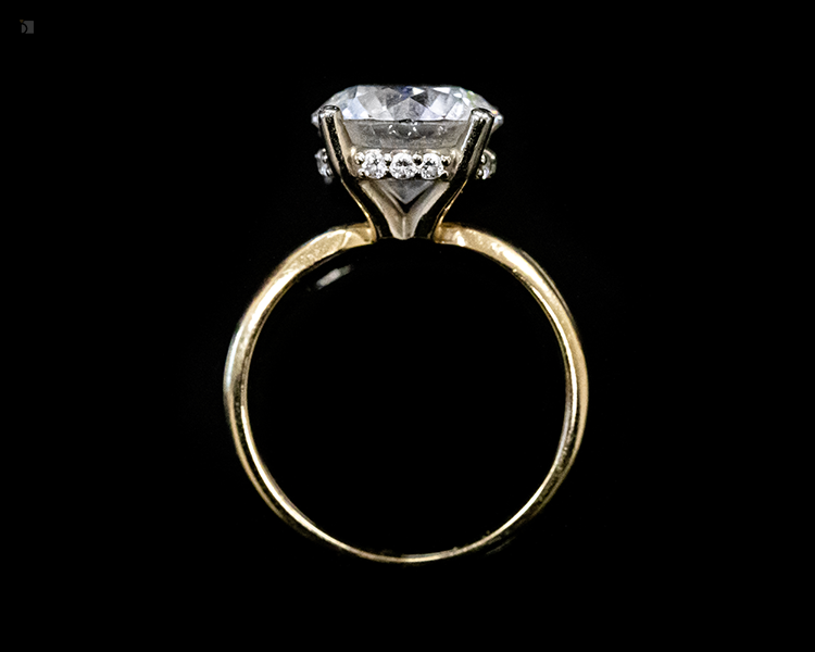 Before #162 Flat View of Diamond Engagement Ring Prior to Restoration Work of Master Jewelers