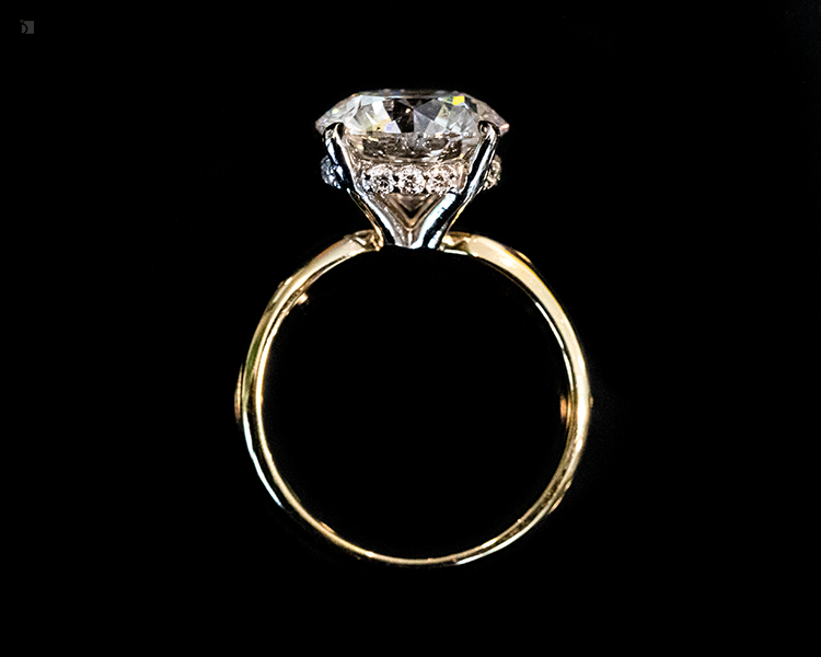 After #162 Flat View of Diamond Engagement Ring with Full View of Hidden Diamond Basket