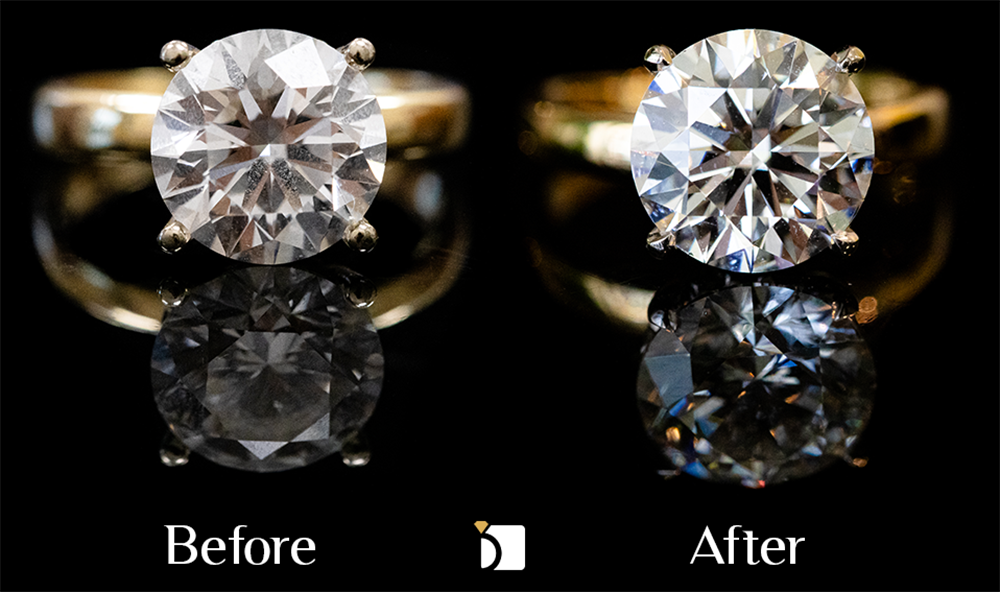 Before & After #162 14kt Gold Diamond Gemstone Engagement Ring Receiving Premier Ring Servicing
