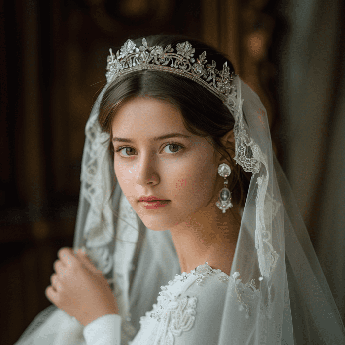 Photo of Russian bride wearing kokoshnik