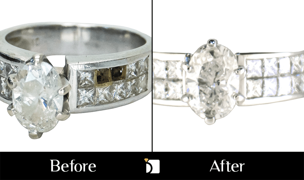 Before & After #165 Invisible Setting Diamond Ring Receiving Premier Invisible Setting Services