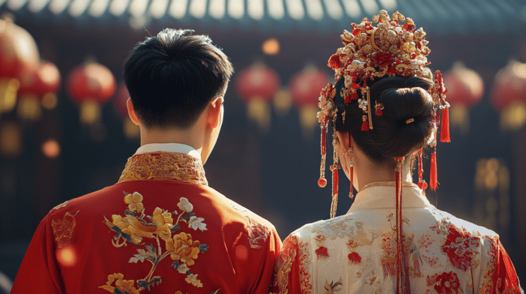 Photo of traditional Chinese wedding couple