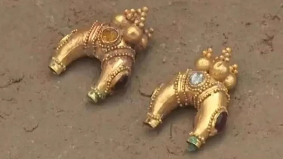 Image showcasing 2,000 year old gold earrings from Kazakhstan