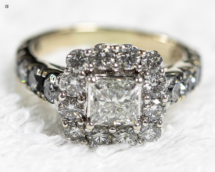 Restoration #170 Close Up of Diamond Engagement Ring After Repair but Prior to Clean & Polish