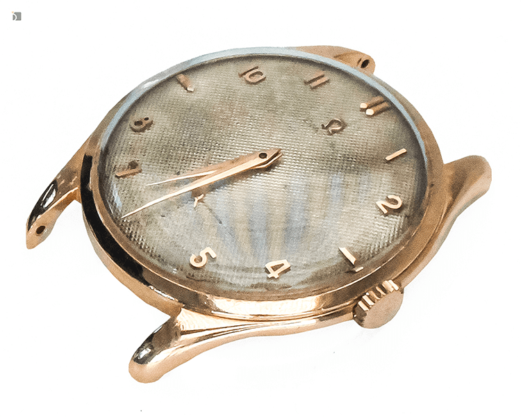 Before #176 Side View of Vintage Omega Timepiece Watch Prior to Restoration