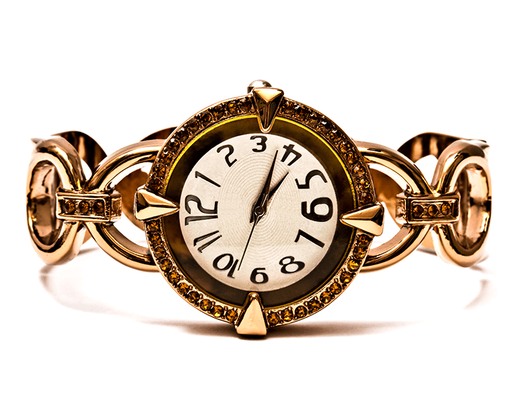 Restored Rose Gold Women's Cocktail Watch With Brown Gemstones