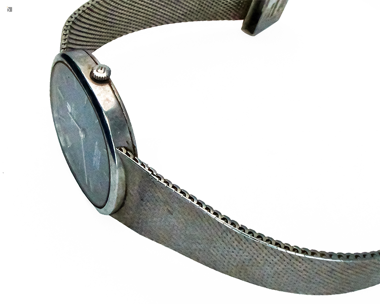 Before #179 Side View of Universal Geneve Timepiece Prior to Premier Watch Servicing