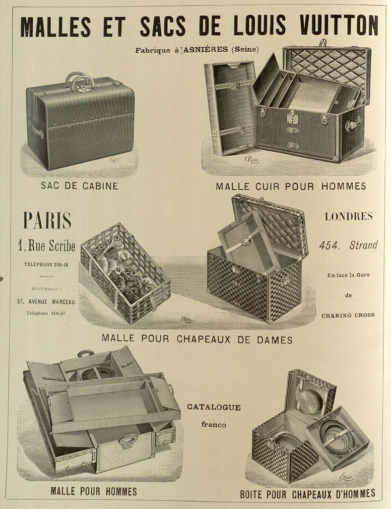 Image of vintage Louis Vuitton travel trunk advertisement
