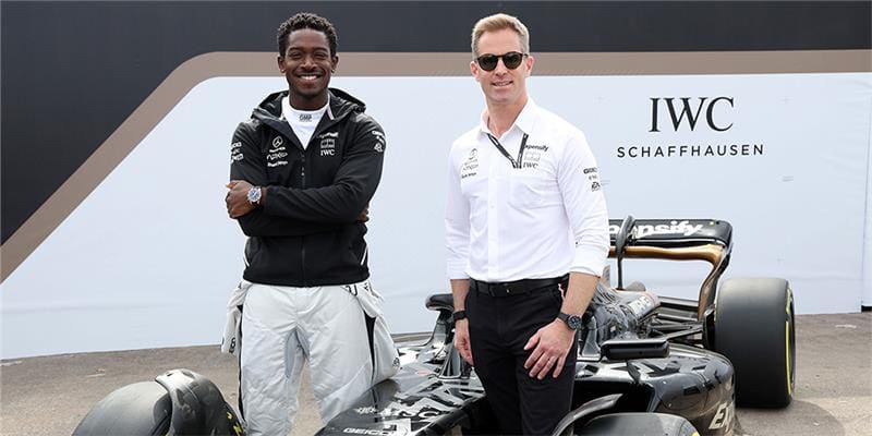 When You should get your dial refinish Damson Idris and IWC Schaffhausen CEO Chris Grainger-Herr with IWC Schaffhausen via Revolution Watch