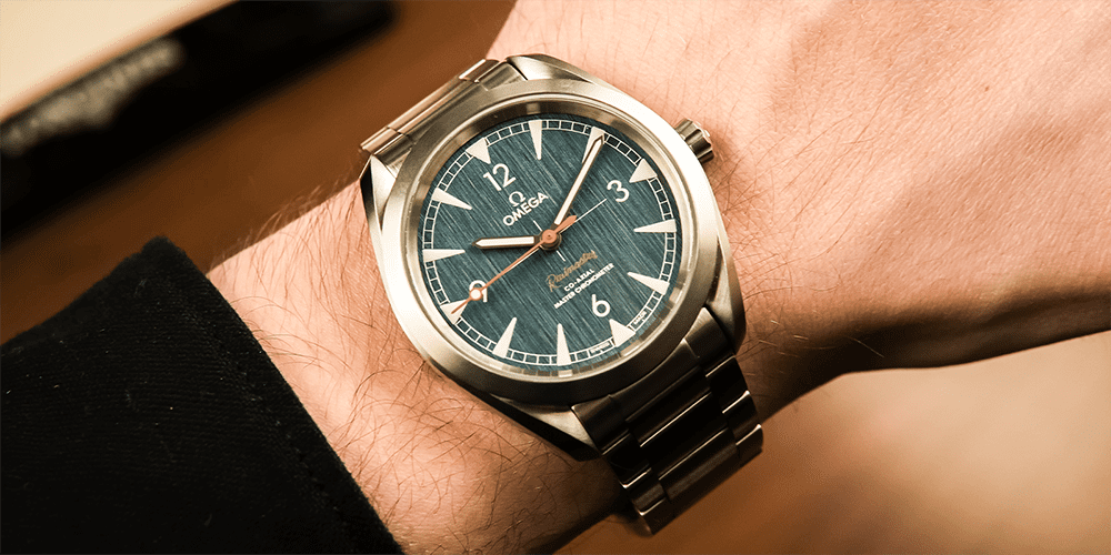 Omega Railmaster Timepiece on Wrist Displayed Watch Repair Services